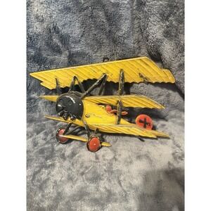 Vintage Metal Homco 1975 triplane yellow wall art airplane